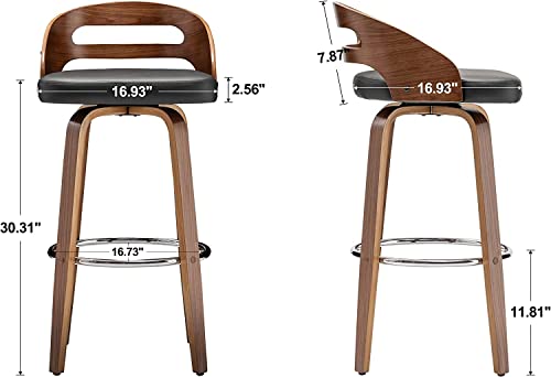 Black Swivel Bar Stools Set of 2, 24.6-Inch Seat Height Y862080