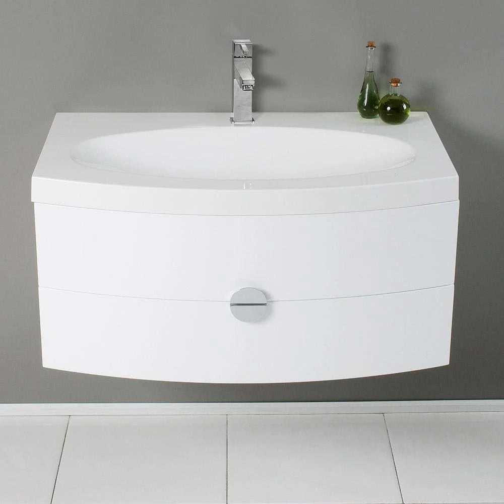 Orange Modern Bathroom Cabinet with Integrated Sink N421