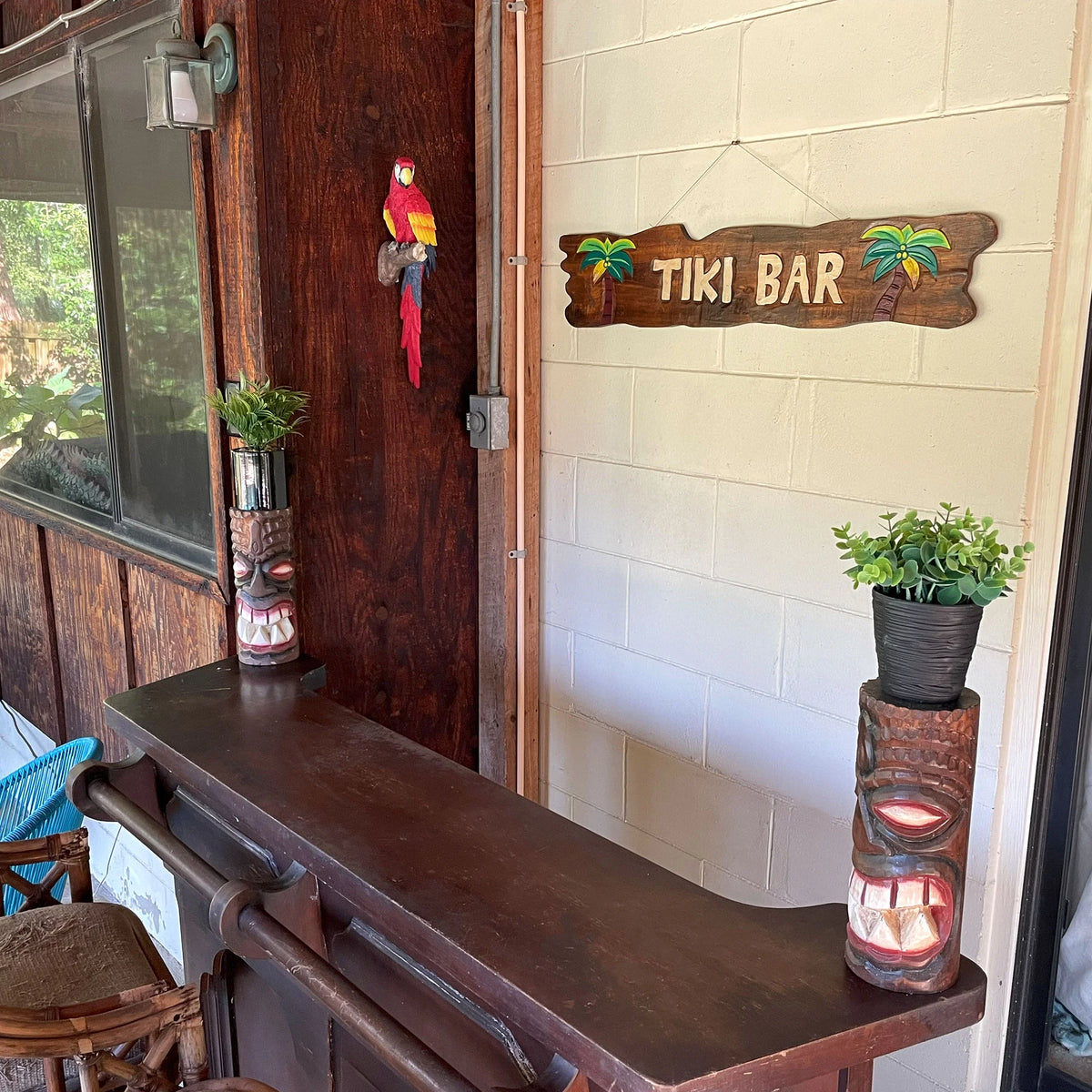 39 inch Hand Carved Tiki Bar Sign Wall Decor Z41598