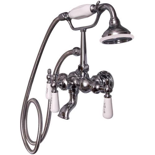 Polished Chrome Wall-Mounted Tub Filler with Handshower O151756
