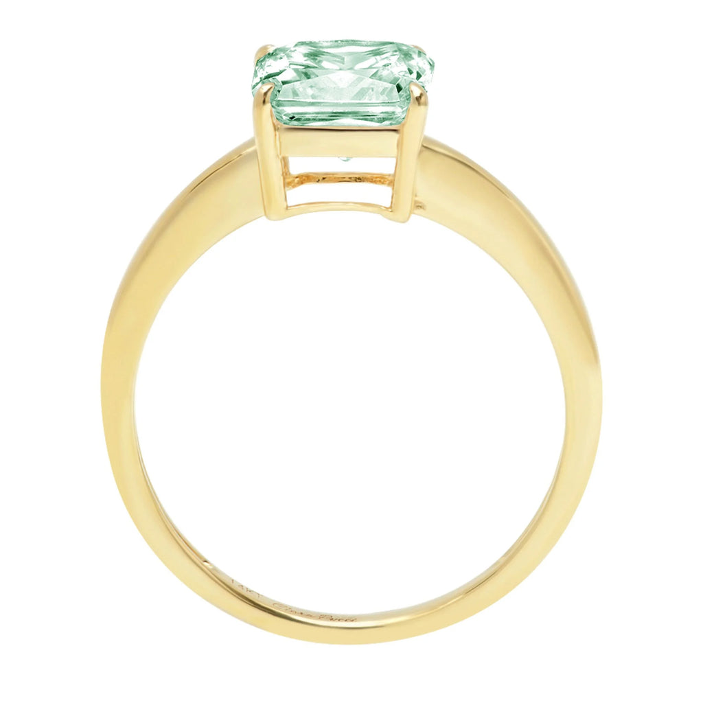 18k Yellow Gold Asscher Cut Blue Moissanite Ring D50705
