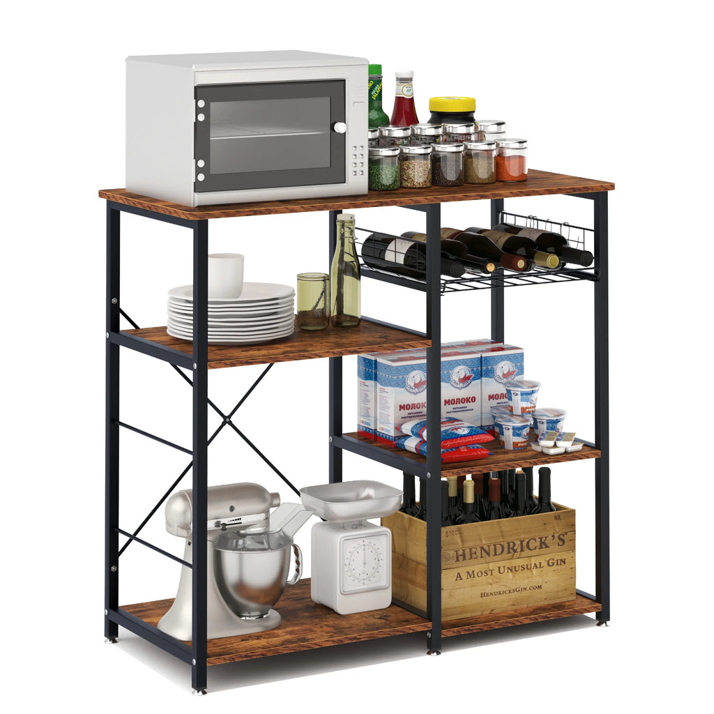 Vintage Brown 3-Tier Baker's Rack with Storage S4974