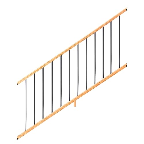 6 ft Redwood-Tone Southern Yellow Pine Stair Rail Kit with Aluminum Round Balusters A10954