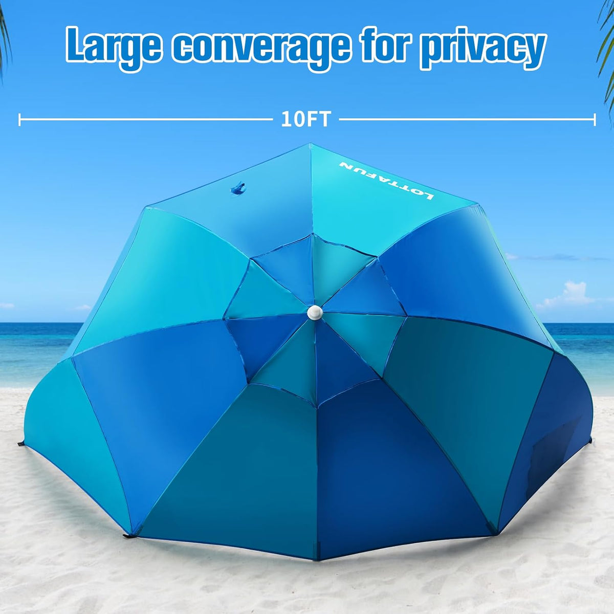 10-Foot Blue Green UPF 50+ Umbrella Shelter X319