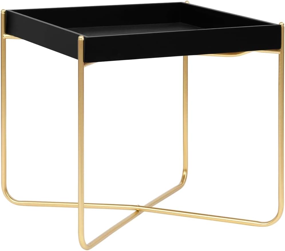 Black and Gold 15"x15"x15.2" MDF Side Table F88888