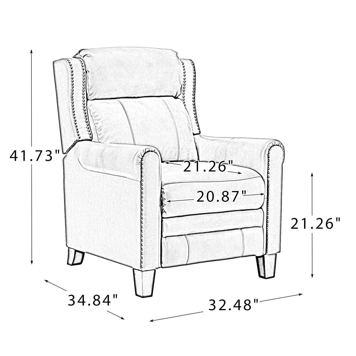 Burgundy Leather Recliner Chair with Wooden Legs A8273