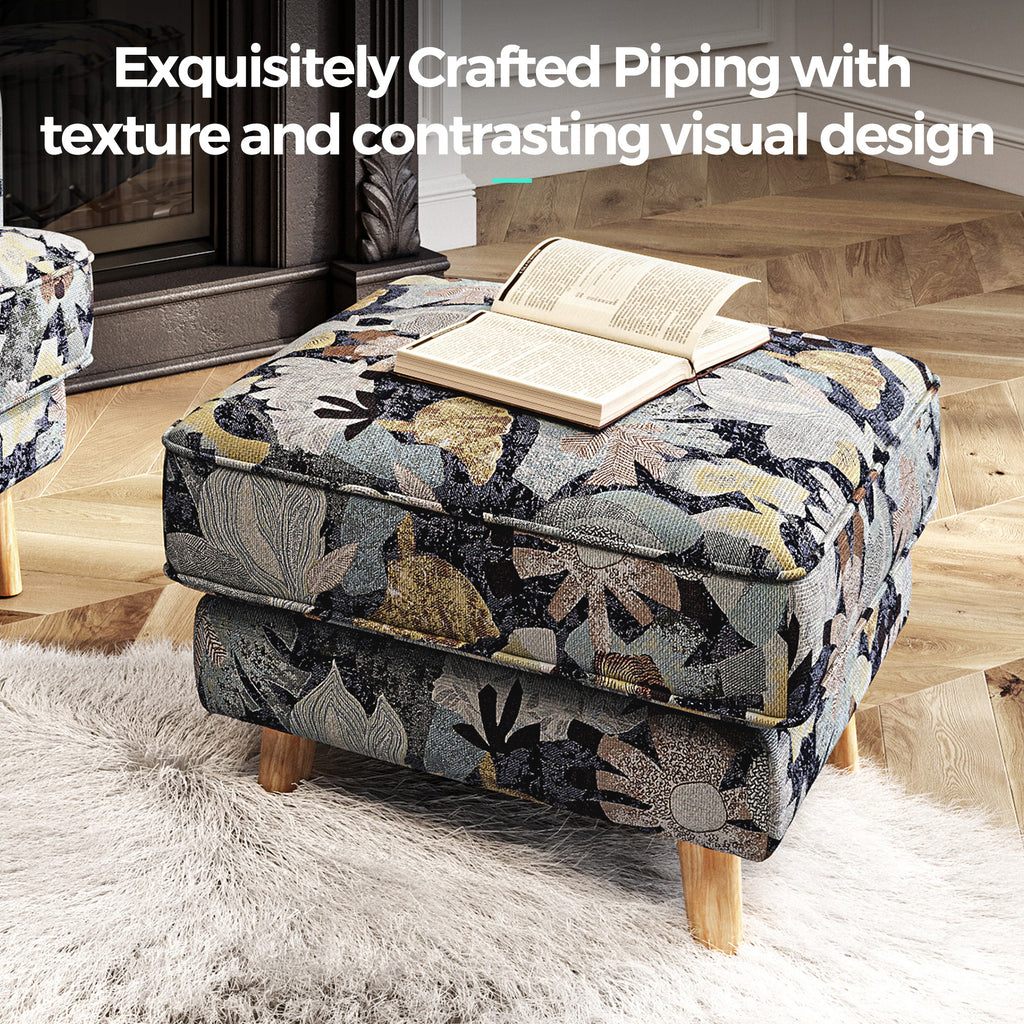 Accent Chair with Ottoman and Pillow, Wooden Leg T4462