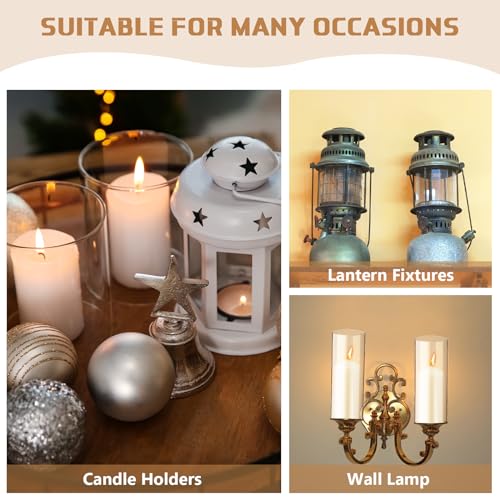 6 Sets Hurricane Candle Holder Sleeve with Pillar Candles Glass Clear Chimney Shade D16953