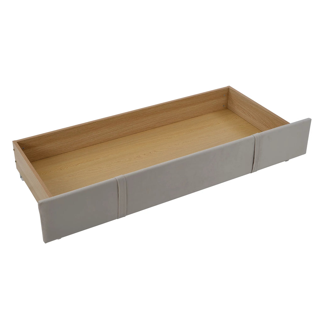 Beige Queen Size Velvet Upholstered Platform Bed with Drawer H4145