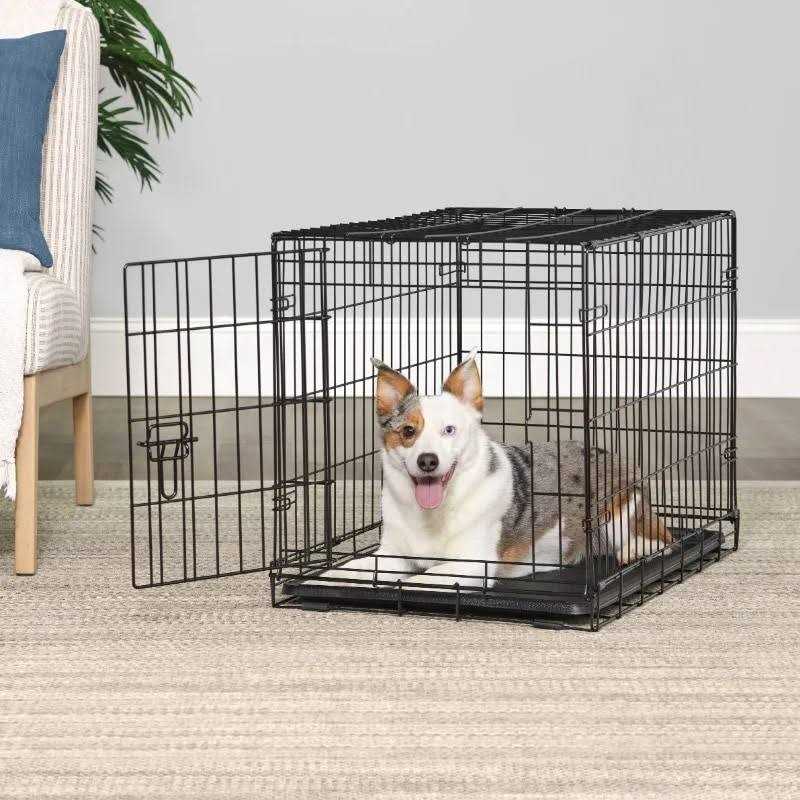 Single Door Folding Metal Wire Dog Crate with Divider and Tray O250