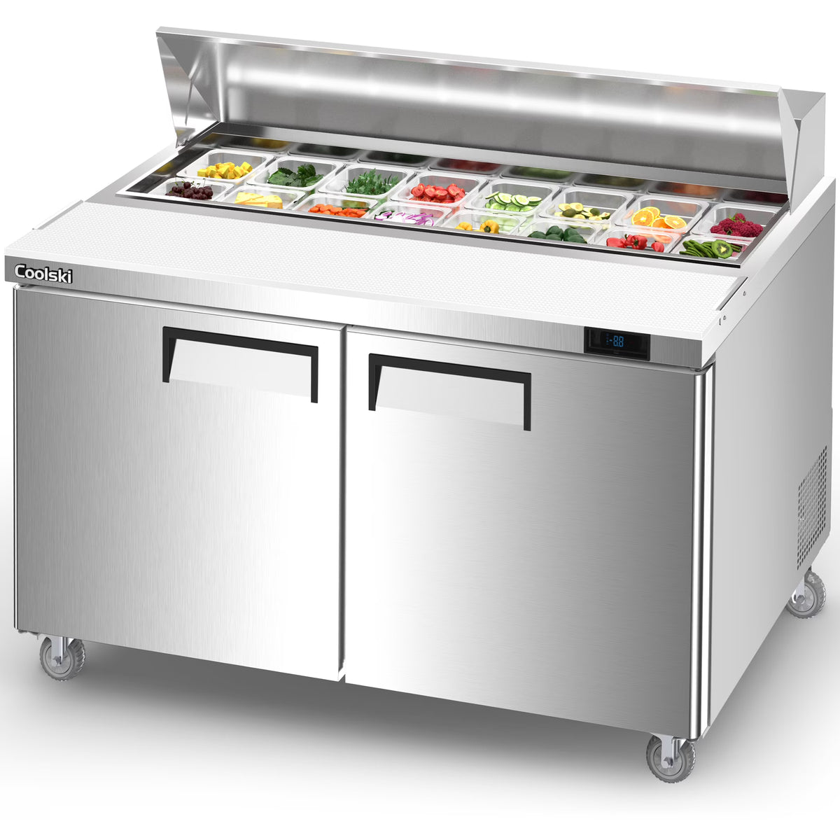 2 Door Commercial Refrigerator Prep Table with Cutting Board K360409