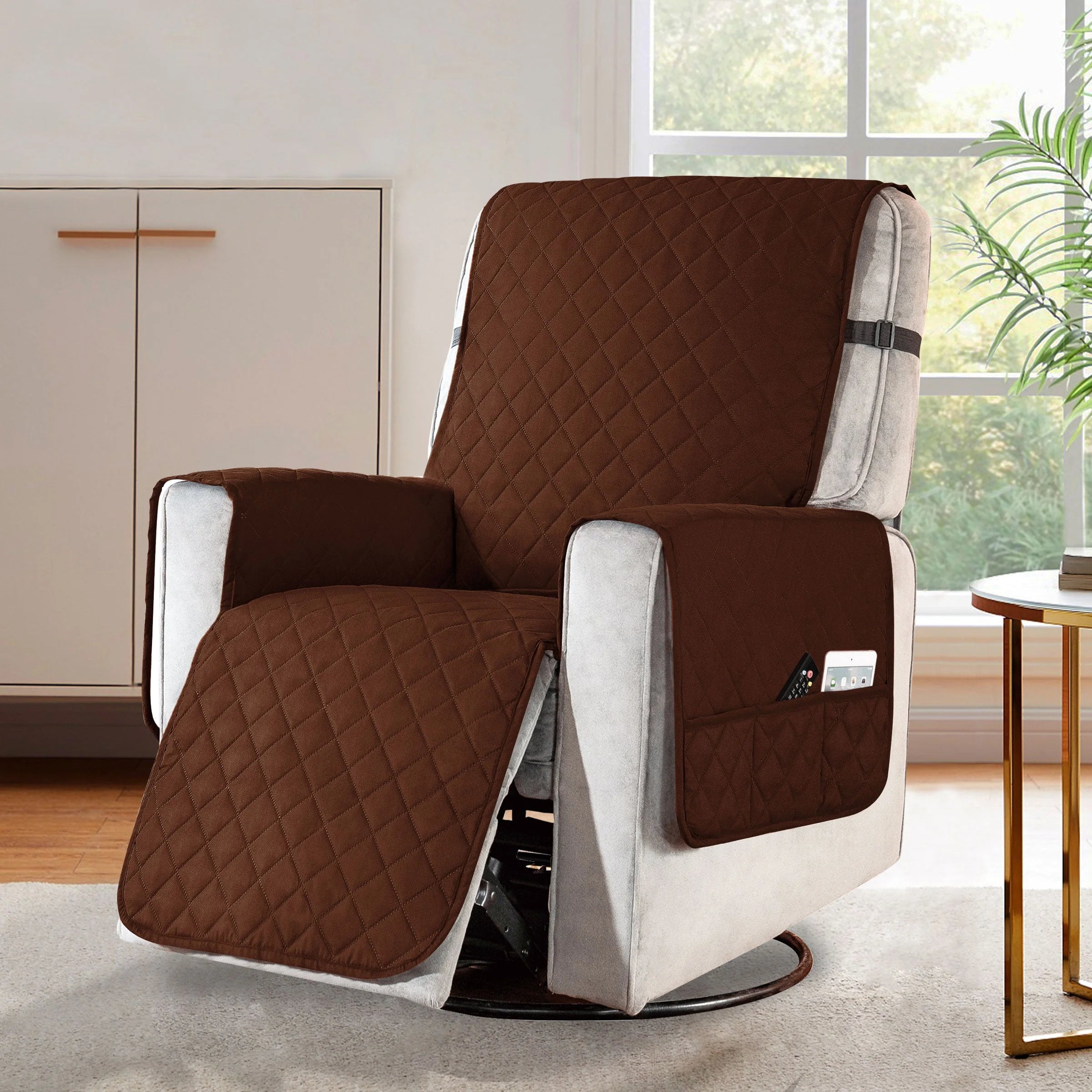 Reversible Recliner Sofa Slipcover with Side Pockets Y298