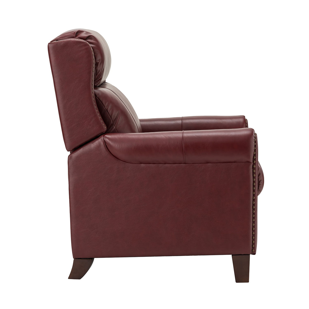 Burgundy Leather Recliner Chair with Wooden Legs A8273