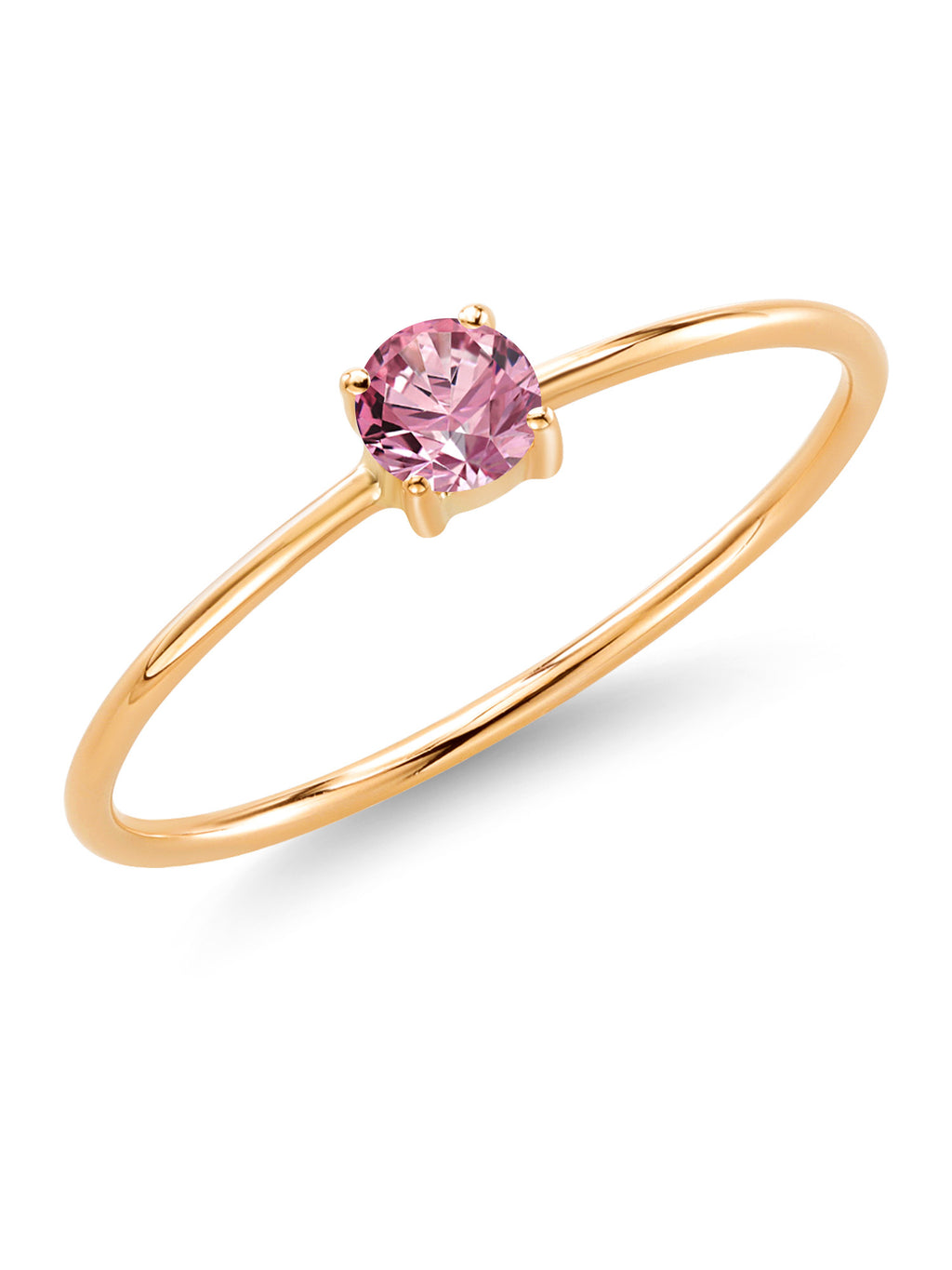 10K Yellow Gold Pink Lab Grown Diamond Solitaire Engagement Ring H4173