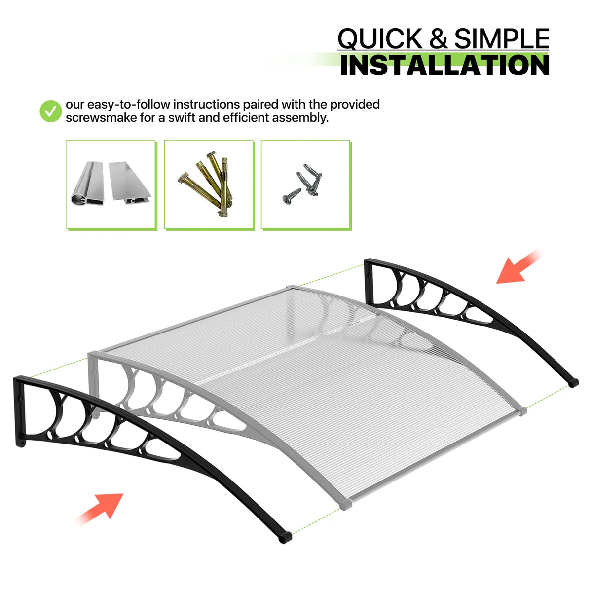 Black Polycarbonate Window Awning and Door Canopy G5405