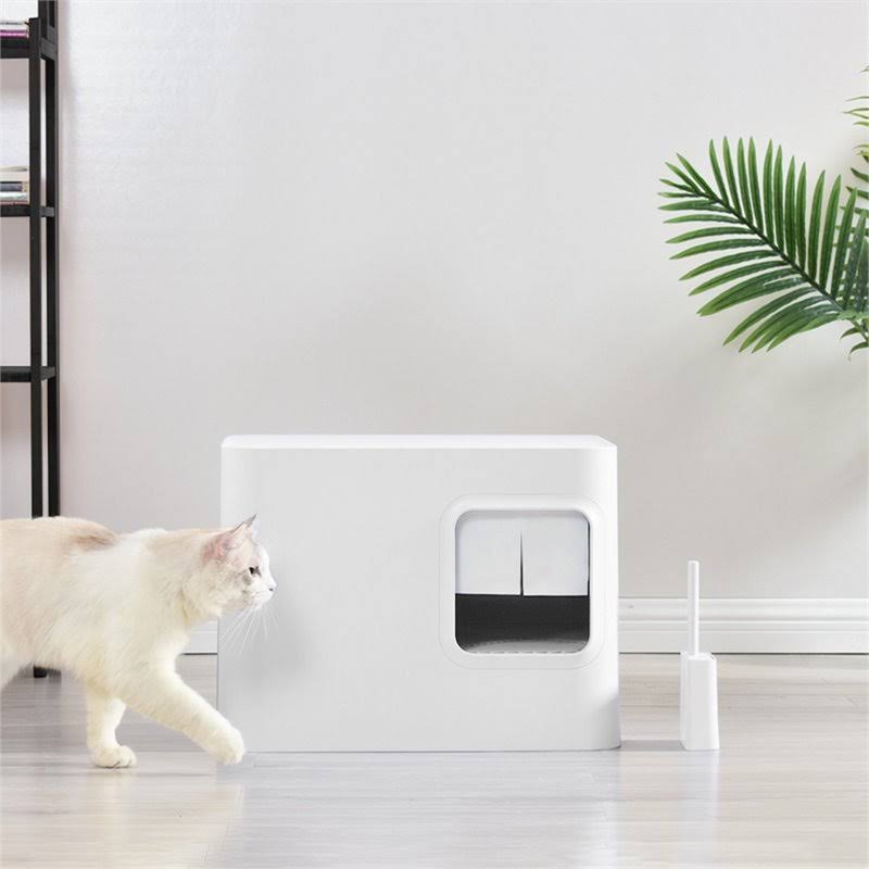 Cloud White Enclosed Cat Litter Box U480719