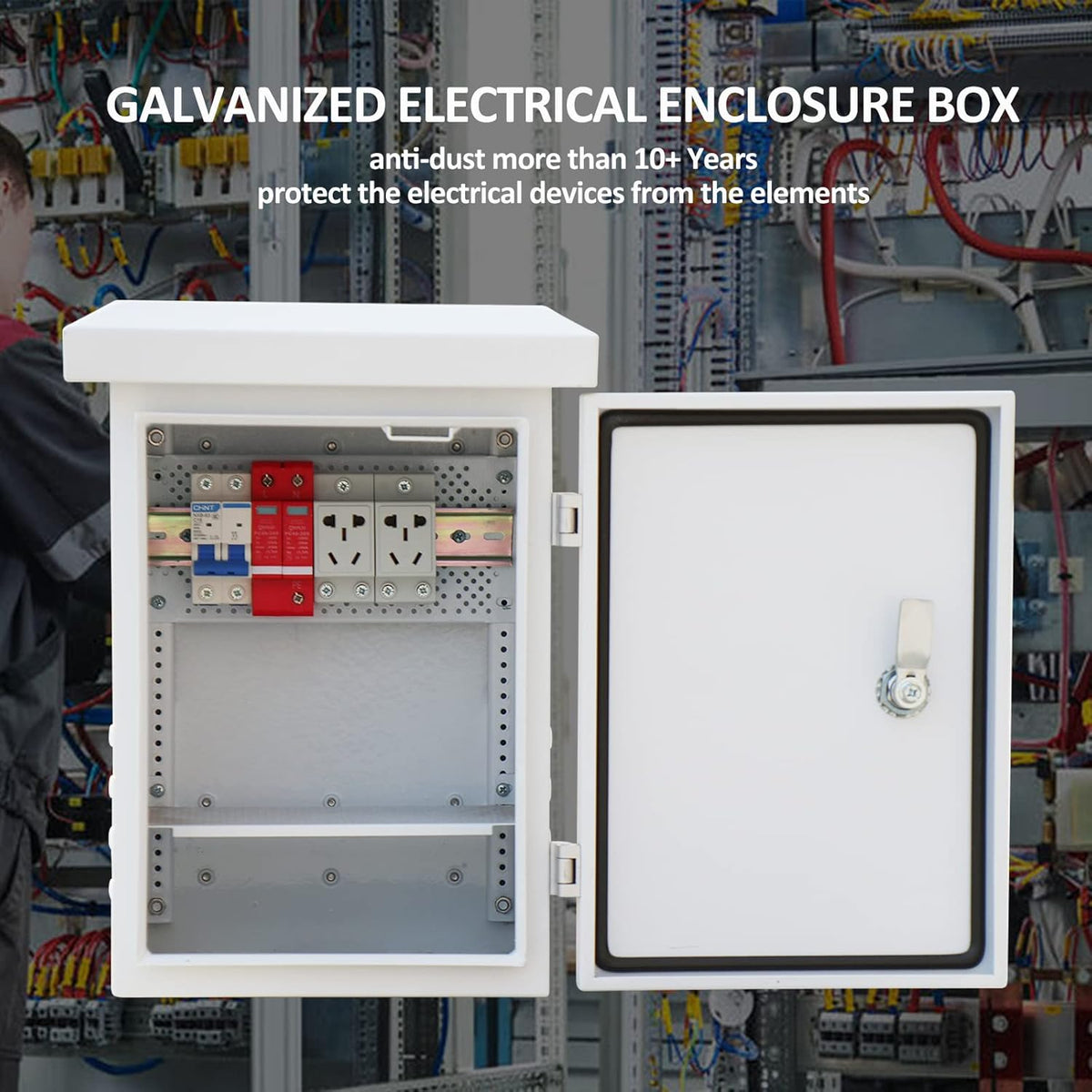 16x12x10 inches Galvanized Electrical Enclosure Box with 2 Shelves W76244