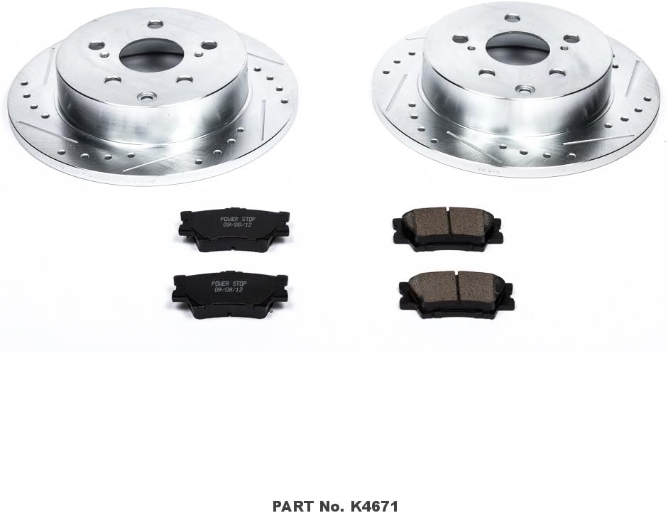 Rear Z23 Carbon Fiber Brake Pads with Drilled & Slotted Brake Rotors Kit V372