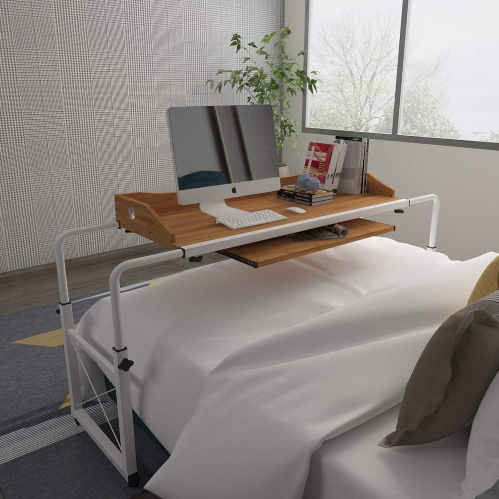 Adjustable Overbed Table with Wheels and Keyboard Drawer L3216
