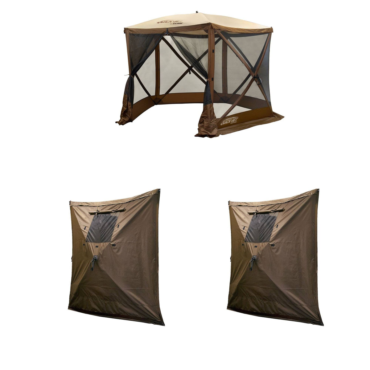 Brown Portable Canopy Shelter with Quick Set Wind & Sun Panels W39053