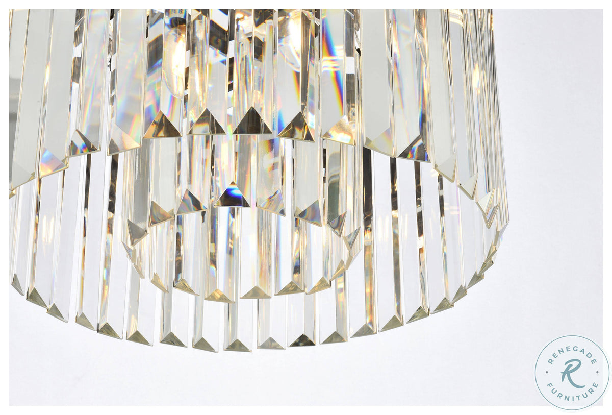 6 Light Matte Black Flush Mount Crystal Z534