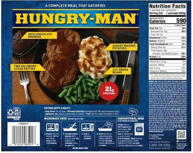 Salisbury Steak Frozen Dinner, 16 oz - Pack of 8 Q3867