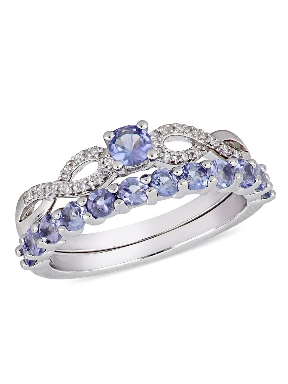 Tanzanite Engagement Ring & Wedding Band Set in Sterling Silver B703114