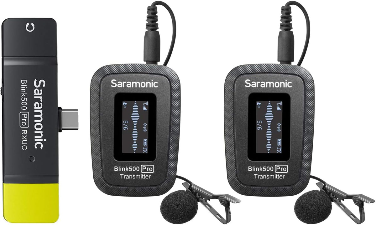 Wireless Lavalier Microphone with Charging Case, OLED Display & 3.5mm Headphone Output H2767