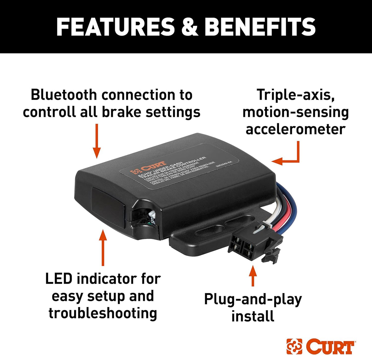 Electric Trailer Brake Controller with Bluetooth-Enabled Smartphone Connection J125078