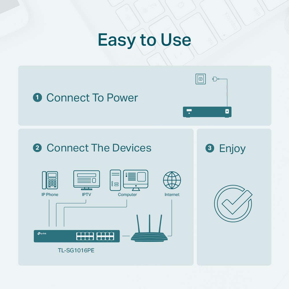 16 Port Gigabit PoE Switch, 8 PoE+ Ports, 150W, Metal Z7587