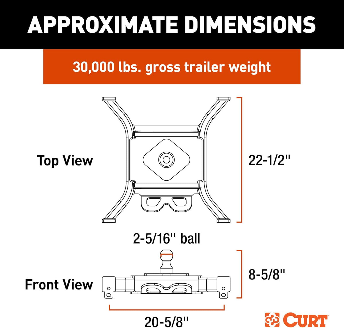 2-5/16-Inch 30,000 lbs 5th Wheel to Gooseneck Adapter Hitch E95582
