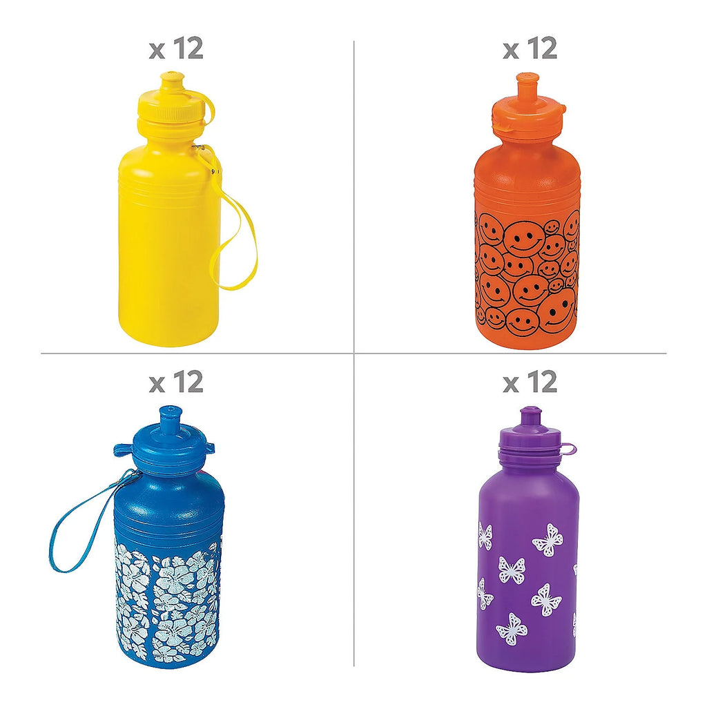 48 Pc Printed Water Bottle Assortment P2193