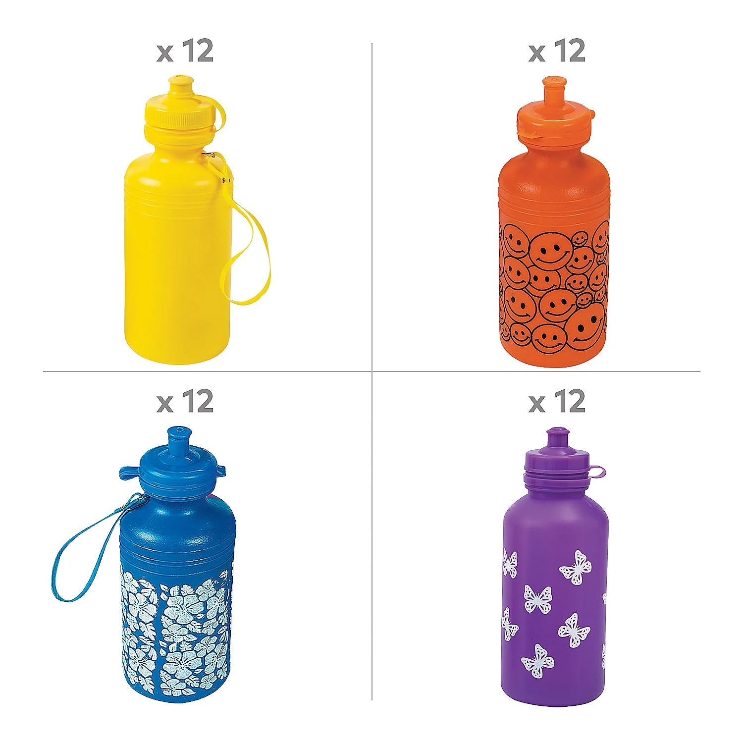 48 Pc Printed Water Bottle Assortment P2193