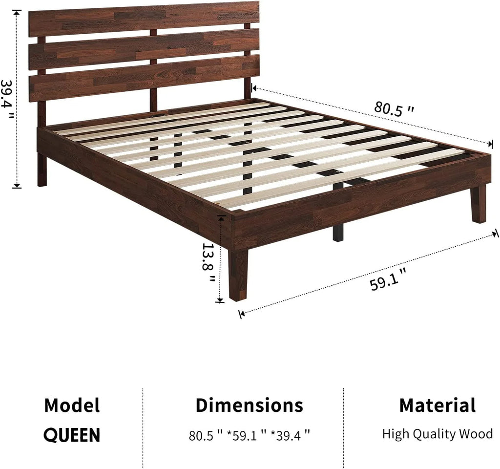 14 Inch Queen Solid Wood Platform Bed R2590