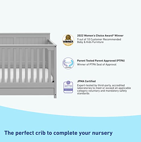 5-in-1 Convertible Crib with Drawer (White) H217409