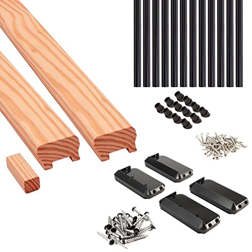 6 ft Redwood-Tone Southern Yellow Pine Stair Rail Kit with Aluminum Round Balusters A10954