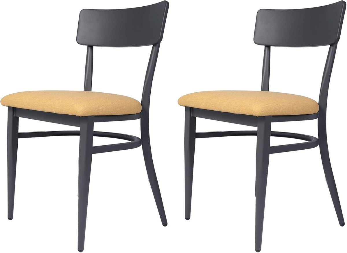 2 Set Dining Side Chairs with Wooden Seat and Metal Legs L982