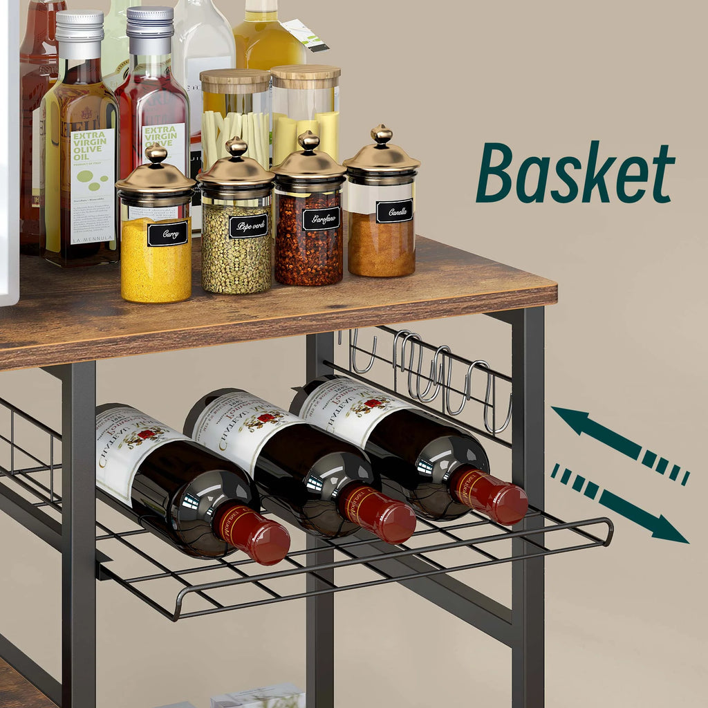 Vintage Brown 3-Tier Baker's Rack with Storage S4974
