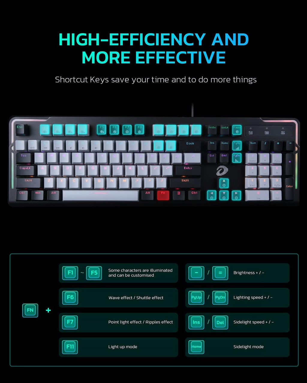Full Size Red Switch Mechanical Gaming Keyboard with Detachable Wrist Rest L7126