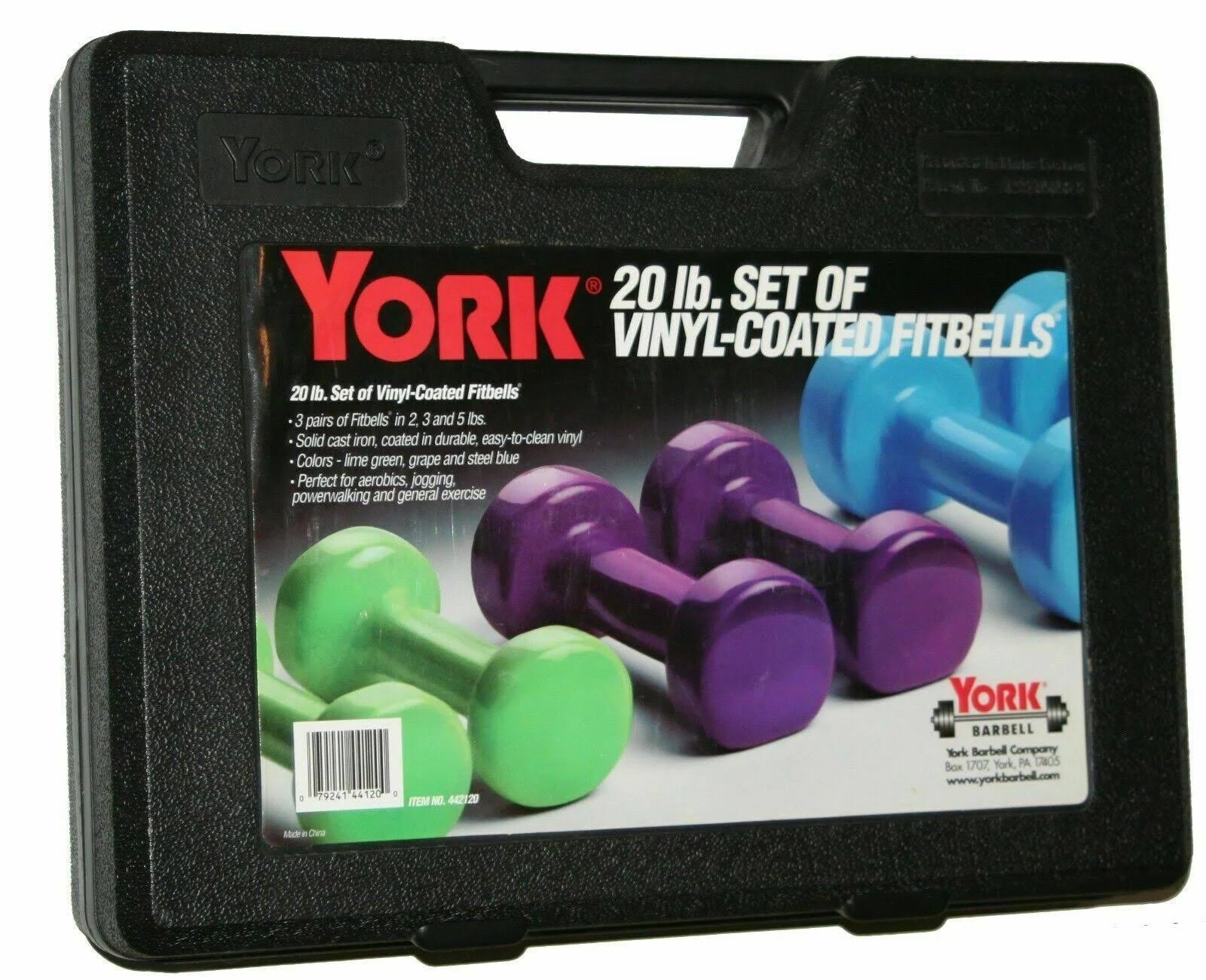 20 Pound Set of Vinyl Coated Barbells in Plastic Carrying Case Z1209