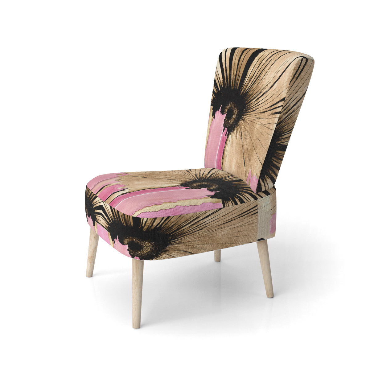 Pink Gerbera Flower Upholstered Floral Accent Chair G5716