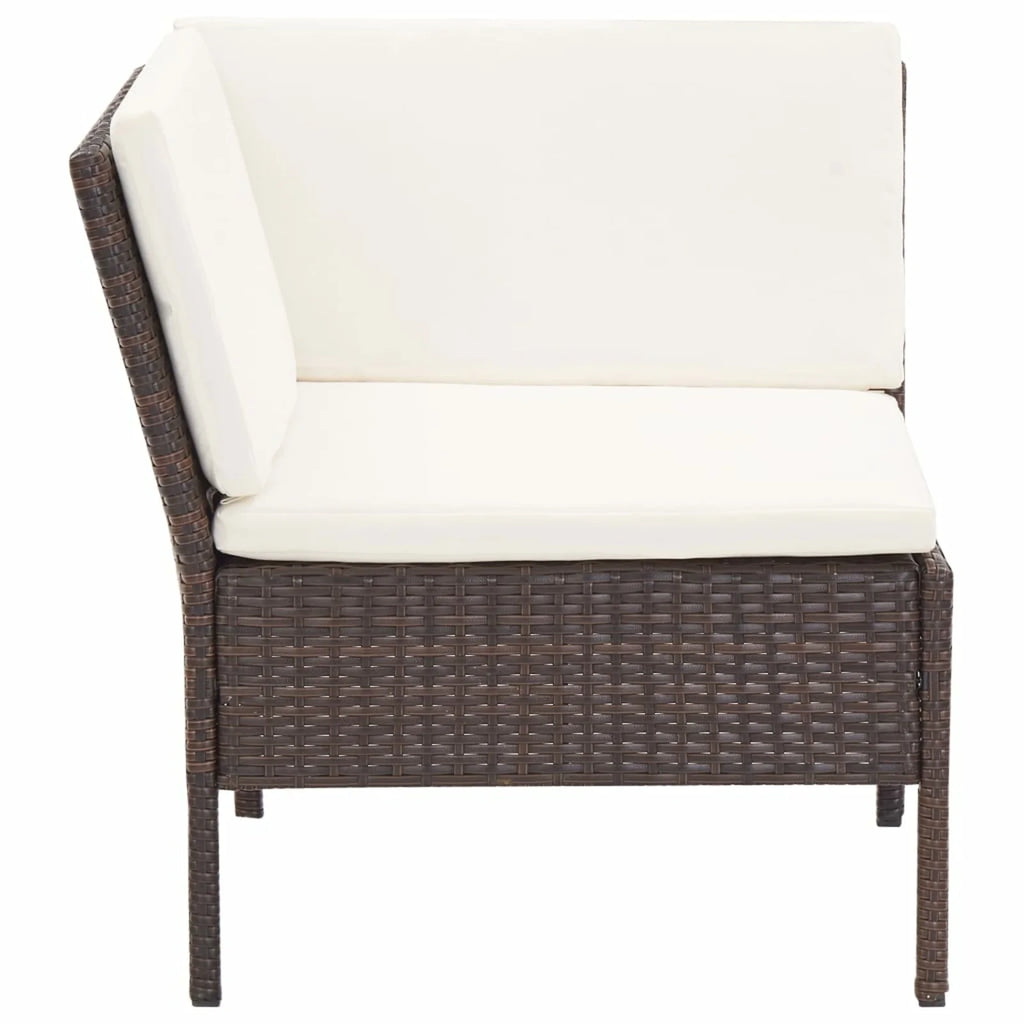 3 Piece Poly Rattan Patio Sectional Sofa Set with Ottoman V2320