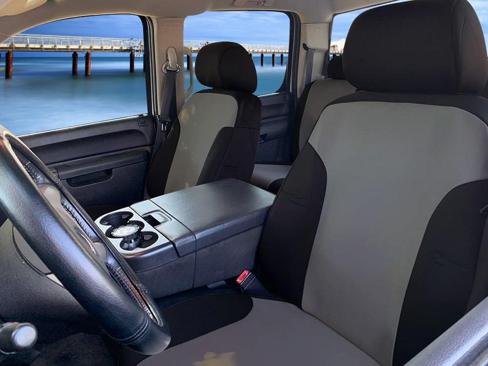 Gray & Black Neoprene Front Seat Covers D630758