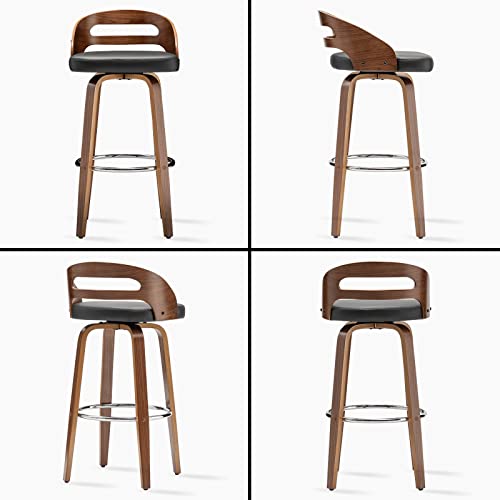 Black Swivel Bar Stools Set of 2, 24.6-Inch Seat Height Y862080