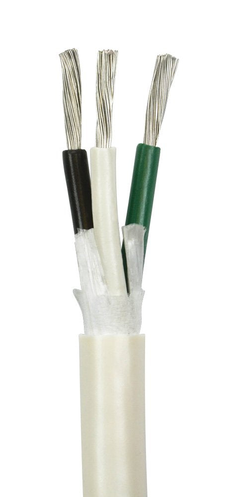 10/3 AWG UL Spec Triplex Flat AC Marine Wire - Tinned Copper Boat Cable - 100 Feet - Black/White/Green W461