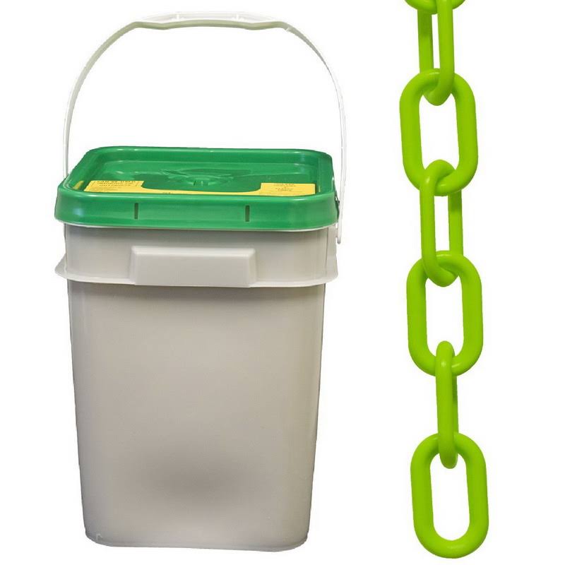 Plastic Chain Barrier in A Pail, Safety Green J325