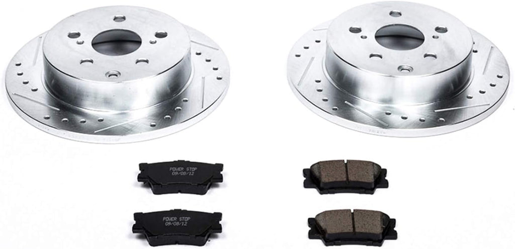 Rear Z23 Carbon Fiber Brake Pads with Drilled & Slotted Brake Rotors Kit V372