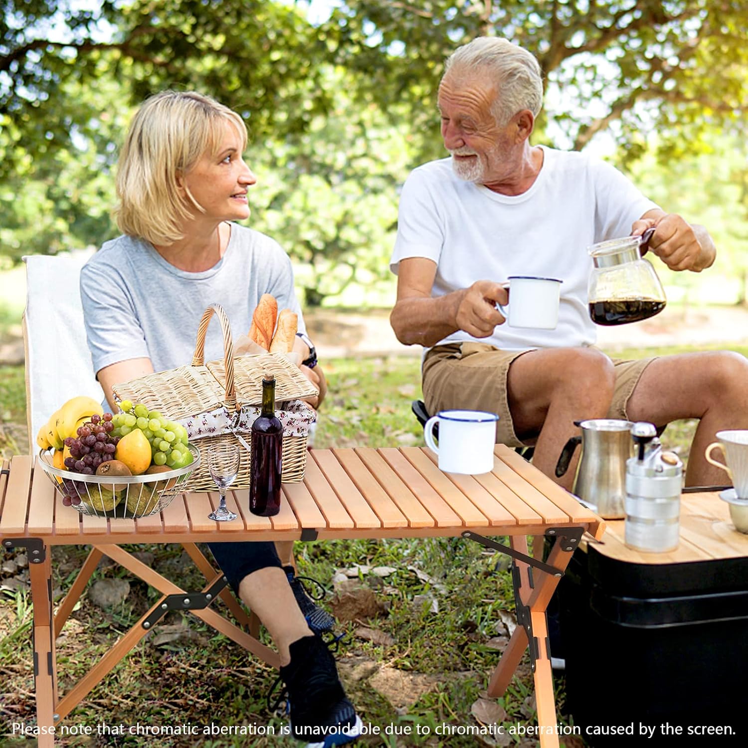 Solid Wood Folding Camping Table and Chair Set (Beech) B32691