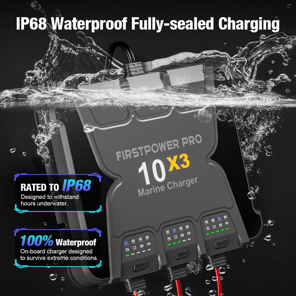30A 12V Waterproof Onboard Battery Charger for SLA/AGM, Lithium, Calcium & Deep-Cycle Battery Z872872