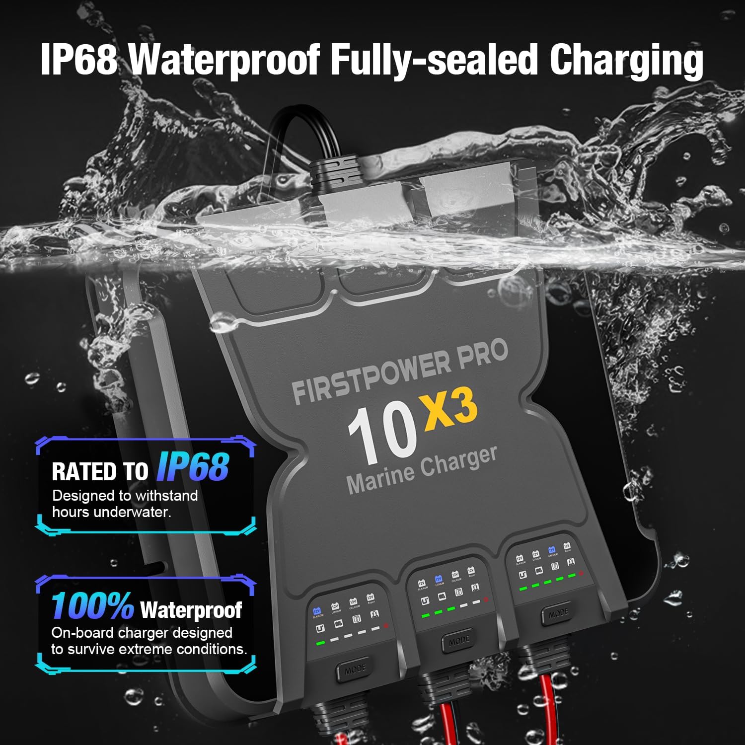 30A 12V Waterproof Onboard Battery Charger for SLA/AGM, Lithium, Calcium & Deep-Cycle Battery Z872872